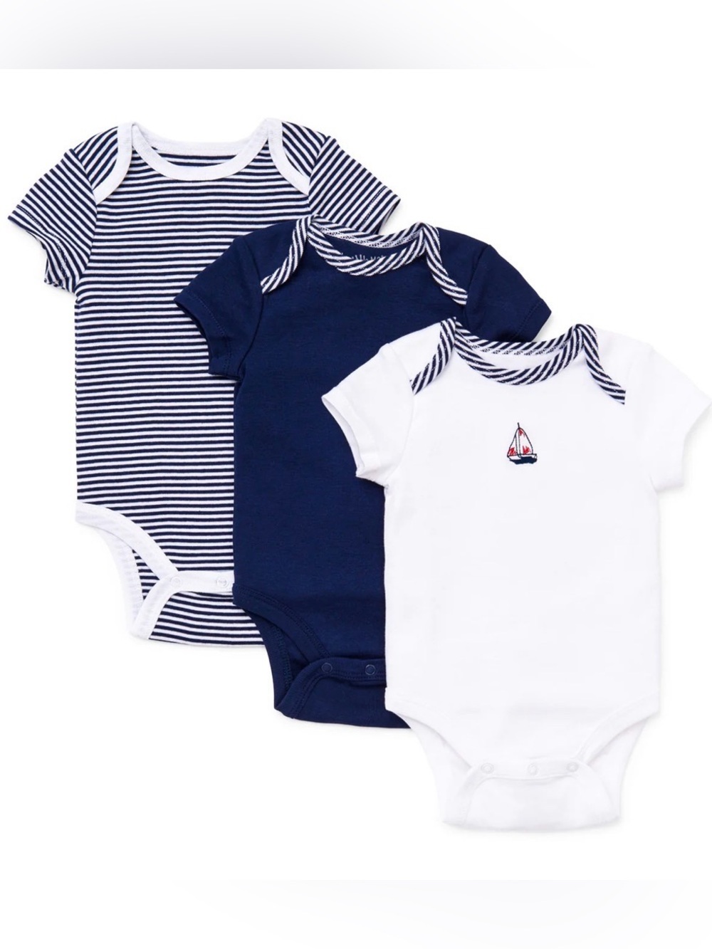 Little Me Sailboats 3-Pack Bodysuits Navy Size 6months NWT IN PKG